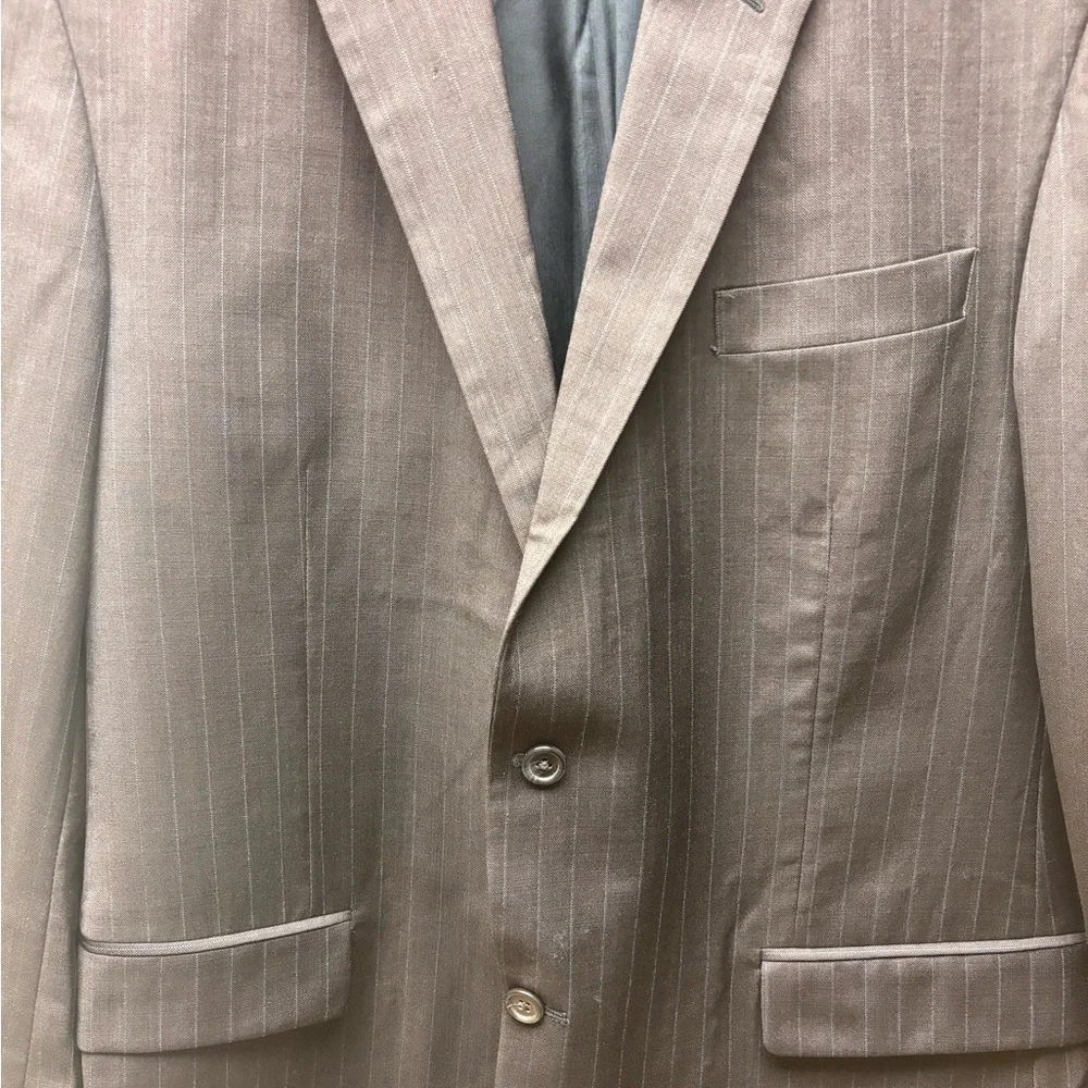 Joseph & Feiss 44R Black Blue Pinstripe Wool Suit Blazer